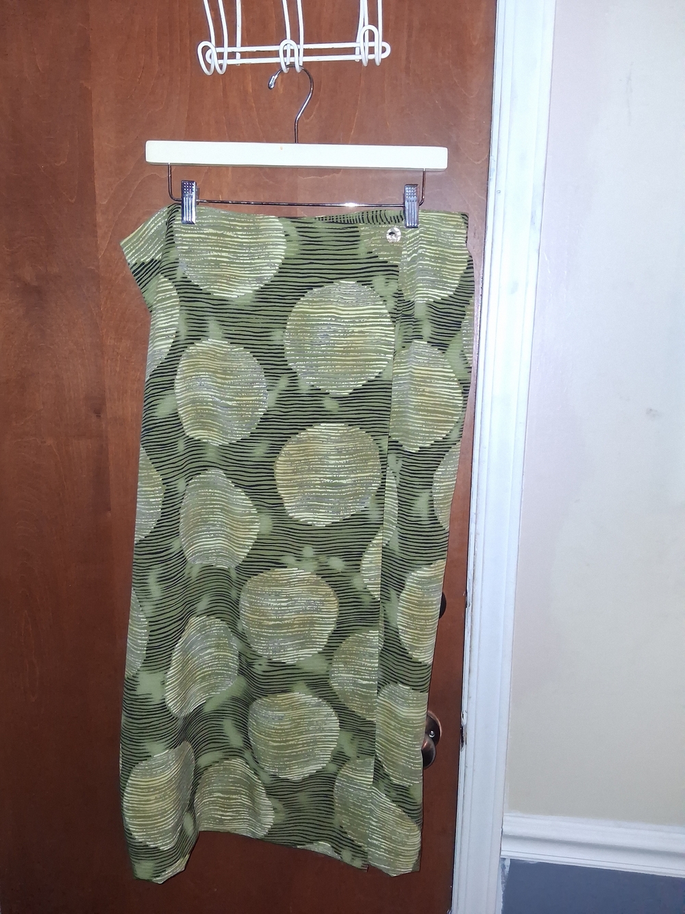 Studio C Olive & Light Green Maxi Skirt with Circular Motif